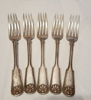 Shell And Thread By Tiffany & Co.  Sterling Silver Fork 6 3/4 " Set Of 5 Forks