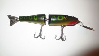 Vintage Creek Chub Bait Co.  Peter’s Special Jointed Pikie Minnow Lure Frog Paint