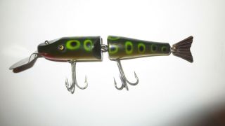 Vintage Creek Chub Bait Co.  Peter’s Special Jointed Pikie Minnow Lure Frog Paint 2