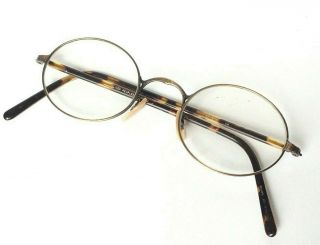 Vintage Oliver Peoples Op - 5 Ov Ag Antique Gold Round Metal Eyeglass Frame Rare