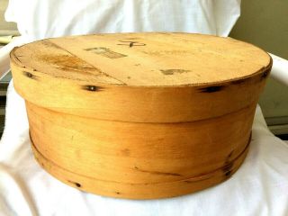 Vintage Round 15 " Wooden Cheese Box Bent Wood W/ Lid Primitive