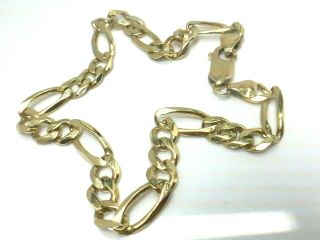 Handsome Heavy 14k Yellow Gold Figaro Link Chain Bracelet.  9 ".  9.  9gm.
