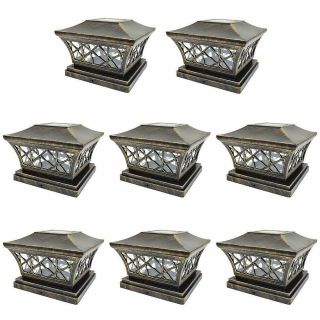 Iglow 8 Pack Vintage Bronze 6 X 6 Solar Post Light Smd Led Deck Cap Square Fe.