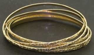 Heavy Vintage 14k Gold Fancy High Fashion 6 - Piece Bangle Bracelet Set
