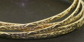 Heavy vintage 14K gold fancy high fashion 6 - piece bangle bracelet set 2