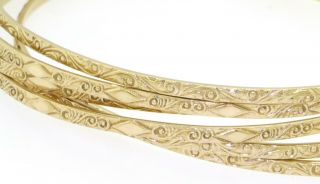 Heavy vintage 14K gold fancy high fashion 6 - piece bangle bracelet set 4