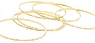 Heavy vintage 14K gold fancy high fashion 6 - piece bangle bracelet set 6