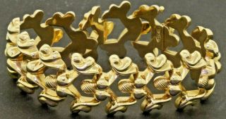 Vintage 1960s Heavy 18k Gold Italy High Fashion 22.  4mm Wide Fancy Link Bracelet