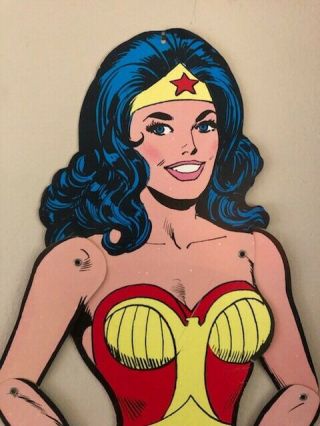 Wonder Woman Vintage Collectible Wall Decor Cardboard Jointed 34” Tall Rare