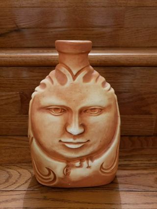Vintage Moon / Sun Face Ceramic Vase 9  T 6  W