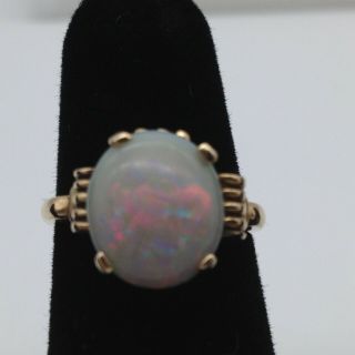 Estate Vintage 10k Large Opal Art Deco Ring Yellow Gold 11.  7mm Size 6 Jewelry