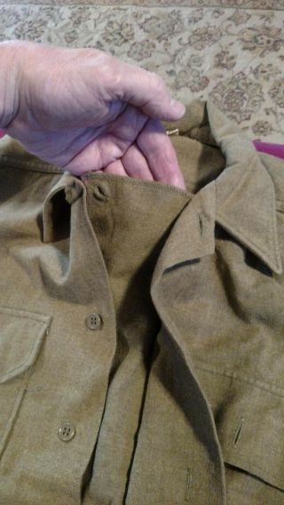 WWII U.  S.  Army Wool Flannel Field Shirt With Gas Flaps Mens 15x32 2