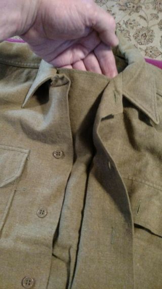 WWII U.  S.  Army Wool Flannel Field Shirt With Gas Flaps Mens 15x32 3