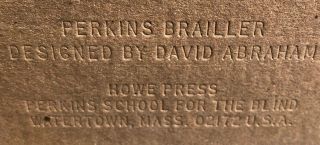 PERKINS BRAILLER David Abraham Howe Memorial Press Vintage Brailer W/ Dust Cover 3
