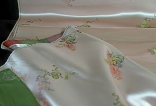 Dusty Rose Mid - Century Vintage Japanese Silk Satin Tt647