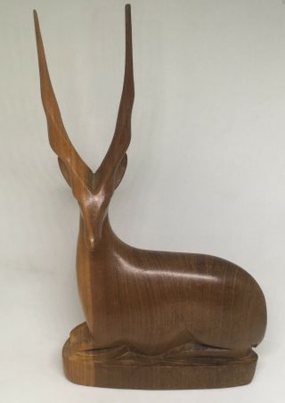 Vintage African Kenya Teak 8 " Hand Carved Sitting Gazelle / Antelope