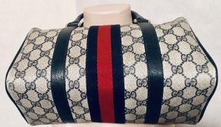 GUCCI Vintage Navy Blue Supreme GG Monogram Logo Print Doctor Boston Bag G8T Cnd 3