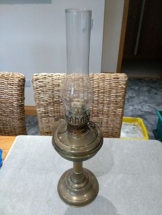 55.  Antique Vintage Brass Duplex Oil Table Lamp