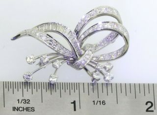 Vintage 1950s Platinum elegant high fashion 2.  0CT VS/G diamond ribbon brooch 3