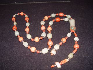White Jade Mala Tibetan Necklace Vintage Prayer Beads