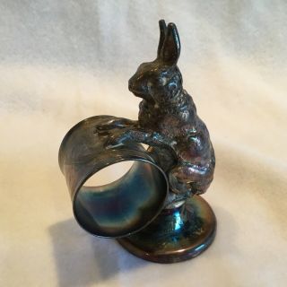 Antique Silverplate Large Figural Rabbit Victorian Napkin Ring