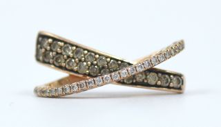 Vintage Levian Chocolate & White Diamond Pendant Slide Necklace 14k Rose Gold