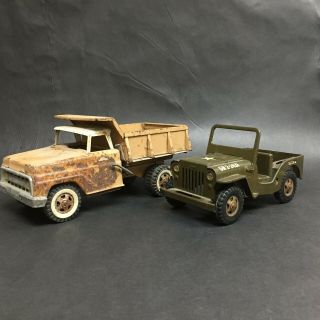 Vintage Tonka Military Jeep And Dump - Truck