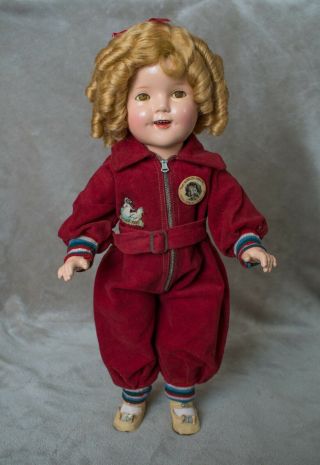 Vintage Shirley Temple Composition Doll 1930s 20 " Very Rare Snowsuit