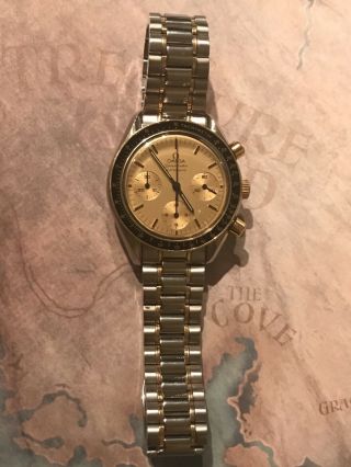 Omega Speedmaster Chronograph Watch Automatic Gold Dial Rare 3