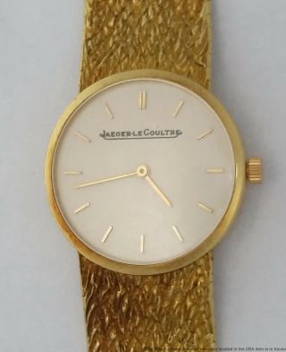 Vintage Jaeger Lecoultre Mid Century 18k Gold Nugget Style Ladies Large Watch