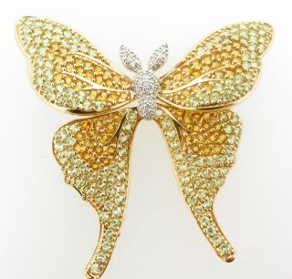 . Vintage Diamond Peridot & Citrine 14k Gold Pendant Brooch Val $7390