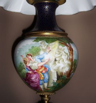 Vintage Giulia Mangani Porcelain Lamp Italian Hand Painted Limited Edition