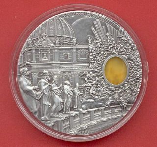 Palau 2013 10$ ST.  PETERS BASILICA - Mineral Art Amber 2 oz Antique Silver Coin 2