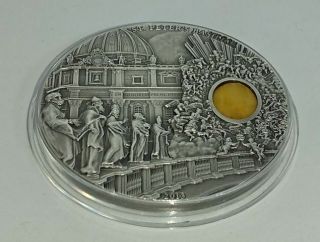 Palau 2013 10$ ST.  PETERS BASILICA - Mineral Art Amber 2 oz Antique Silver Coin 5