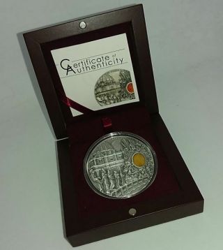 Palau 2013 10$ ST.  PETERS BASILICA - Mineral Art Amber 2 oz Antique Silver Coin 8