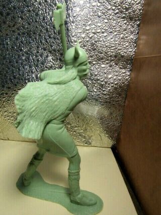 Vintage Louis Marx 1964 Green Viking Figure BATTLEAXE w/ HORNED HELMET 6” 3