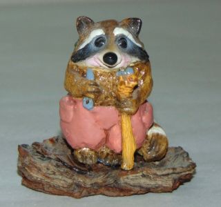 Rare 1977 Wee Forest Folk Miniature Hiker Raccoon Rc - 2 Retired Pink Pants
