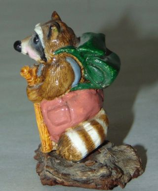RARE 1977 WEE FOREST FOLK Miniature HIKER RACCOON RC - 2 Retired PINK PANTS 4