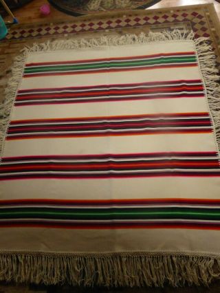 Vtg Beaver State Pendleton Fringed Wool Saltillo Serape Rare Style 55x60 