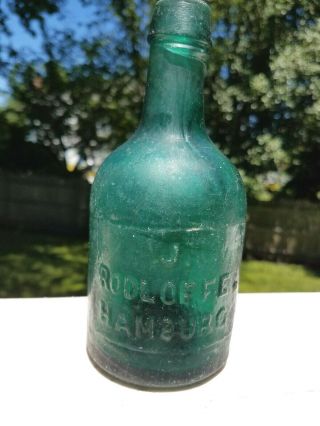 Very Rare J.  Rodloffe Hamburg Pa Antique Beer Bottle Hand Blown Circa 1840 - 1860