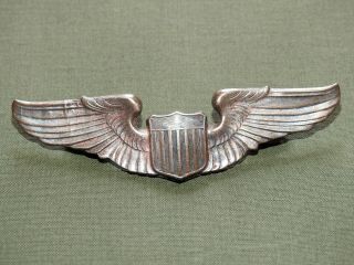 Us Army Aaf Ww2 " Graduation " Issue Pilot Wings Vtg Pin Badge Insignia