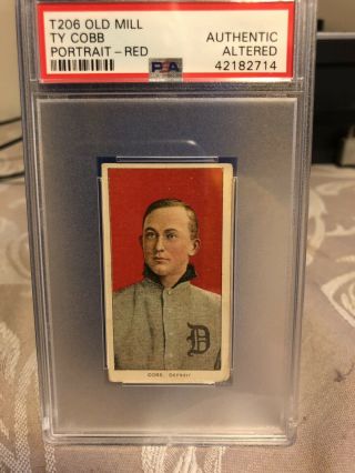 1909 - 11 Ty Cobb Red Portrait - Rare Old Mill Back - Psa Authentic Altered - No Crease