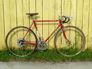 Vintage Peugeot Bicycle Bike Red Leather Saddle Simplex Huret Wing Nuts 1970s