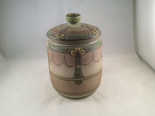 Antique or Vintage Tobacco Jar or Humidor & Lid w/ Indian,  Nippon (Green Mark) 2