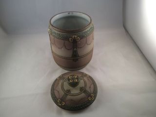 Antique or Vintage Tobacco Jar or Humidor & Lid w/ Indian,  Nippon (Green Mark) 3