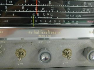 Hallicrafters S - 107 Mark II Vintage Tube Ham 2.  5 - 54MHz Radio Receiver SN 30332 6