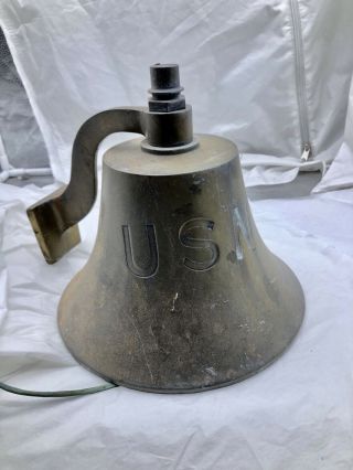 Vintage Antique Usn Us Navy Brass Bell 11 Lbs