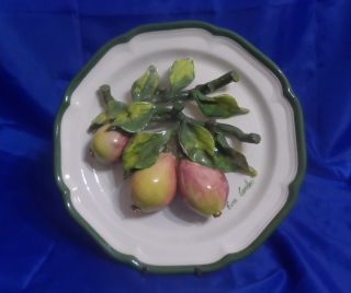 Vintage Eva Gordon Signed Pear Fruit Display Plate Canada 3d Fruit Ceramic