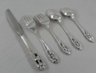 International Sterling SILVER IRIS Pattern 5 Piece Place Setting No Monos SF125 2