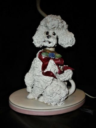 Large Vtg White Poodle Spaghetti Lamp Retro Mid Century Dog Dogs Raising Paw